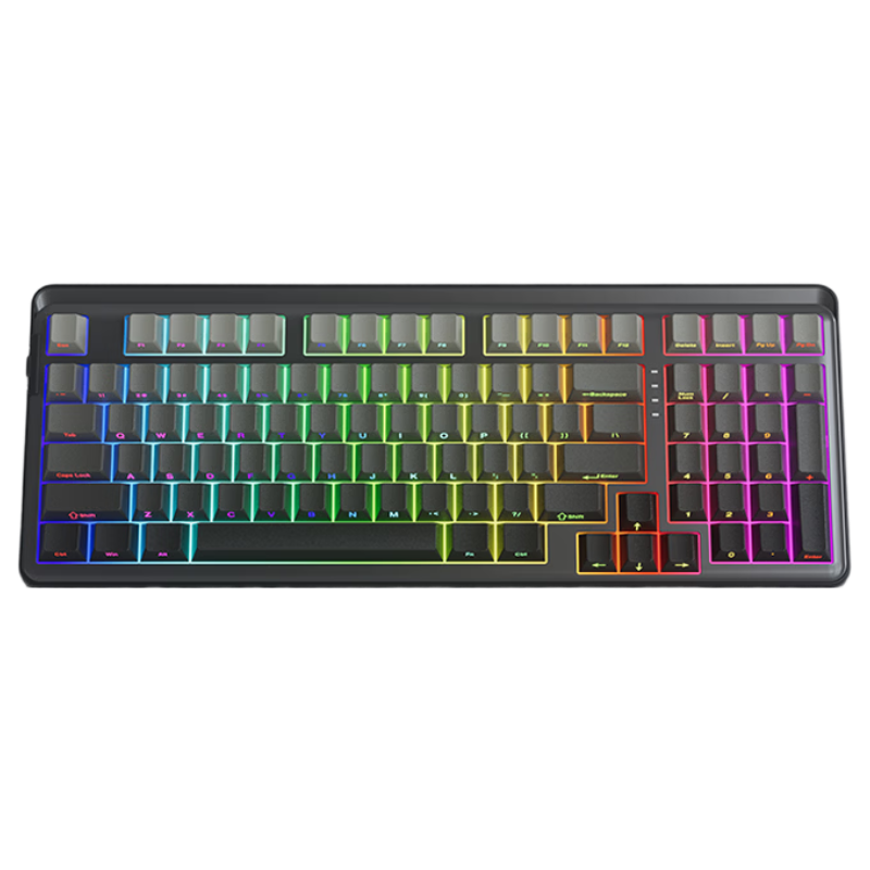 达尔优（dareu）A98专业版98配列无线三模机械游戏键盘RGB客制化Gasket结构8000mA天空轴V3-白烟青侧刻