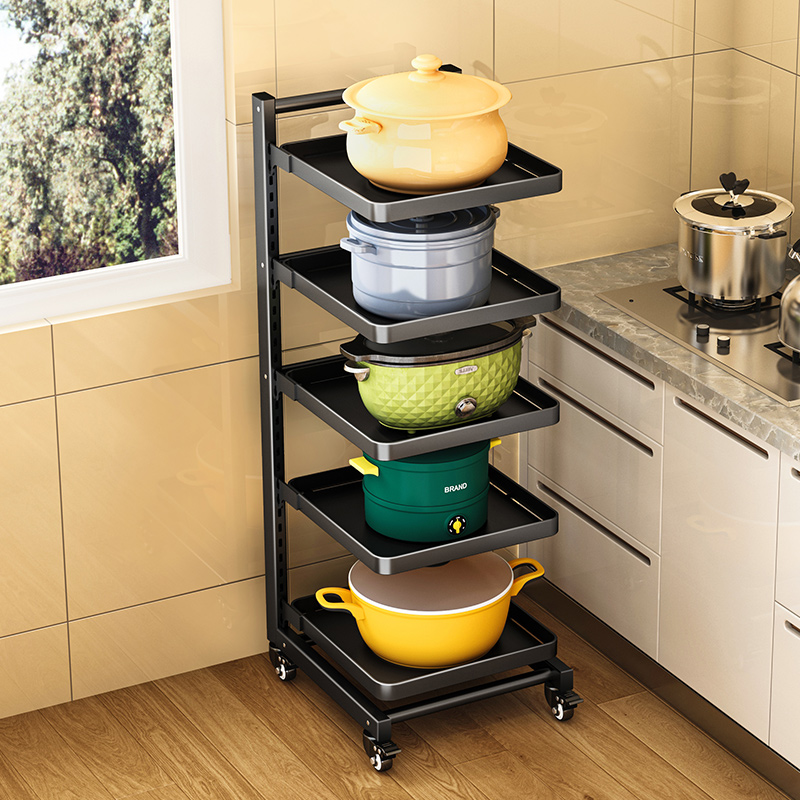 loke 厨房置物架落地多层锅架家用锅具收纳架多功能放锅架菜篮子储物