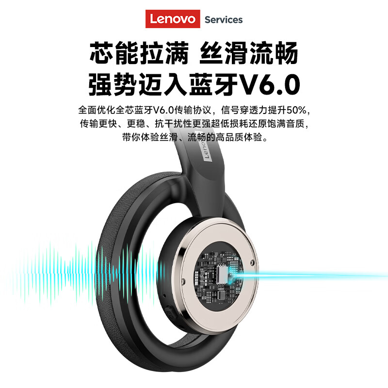 联想(Lenovo)【重磅新款】头戴式蓝牙耳机舒适佩戴蓝牙6.0无线有线原声音质AI智能降噪电竞游戏低延迟超长续航 月光米【云感舒适佩戴+游戏音乐双模式】 ENC通话降噪-旗舰蓝牙6.0
