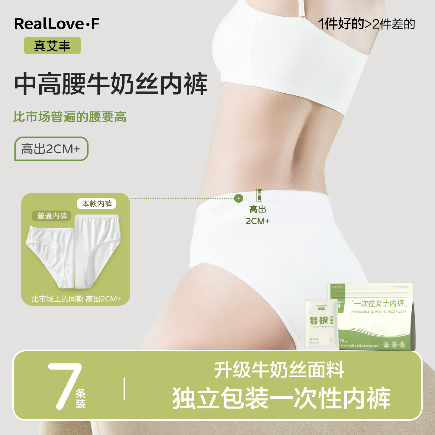 REALLOVE·F女款日抛裤月子产妇棉无菌独立包装高腰大码旅游一次性灭菌短内裤 7条装 2XL码【适合130斤以上】