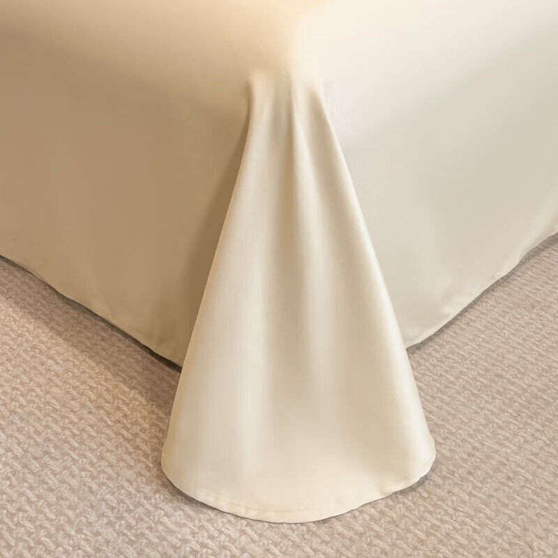 水星家纺100支床上四件套纯棉轻奢贡缎提花全棉床单纯棉被套床品 海韵-香槟 床笠款 2.0四件套-被套220x240