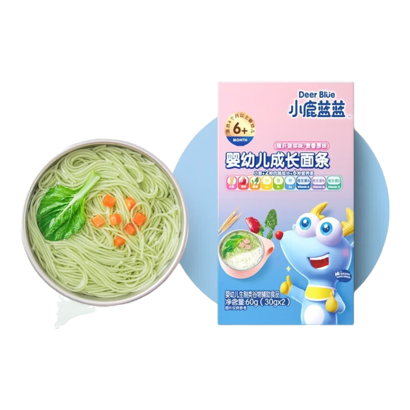 小鹿蓝蓝宝宝有机营养辅食造型面混合口味多口味面条 婴幼儿成长面条【原味】60g