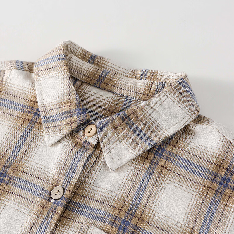 棉花堂(cottontown)棉花堂男童格子衬衫上衣外套儿童衬衣休闲春秋季新款童装中大童 蓝白格 90 90/52