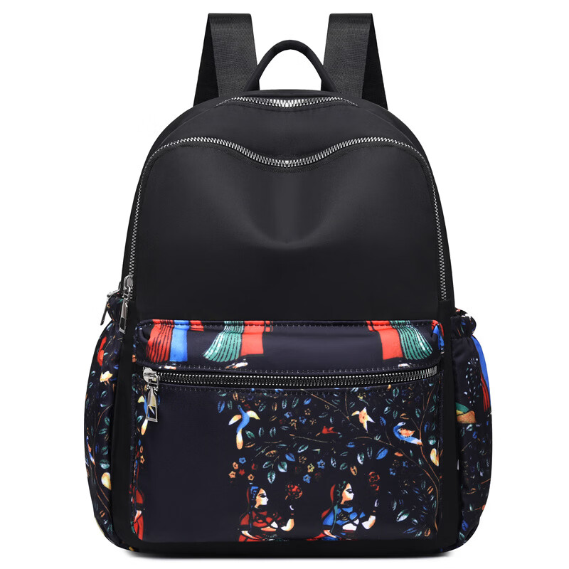 【严选百货】双肩包包女包新款多层大容量户外旅行背包尼龙休闲民 A704红花