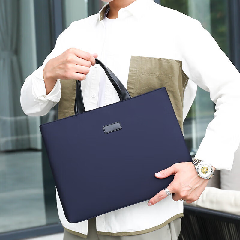 牛津布公文包潮流商务电脑包办公会议文件袋男士大容量简休闲百搭 黑色 均码