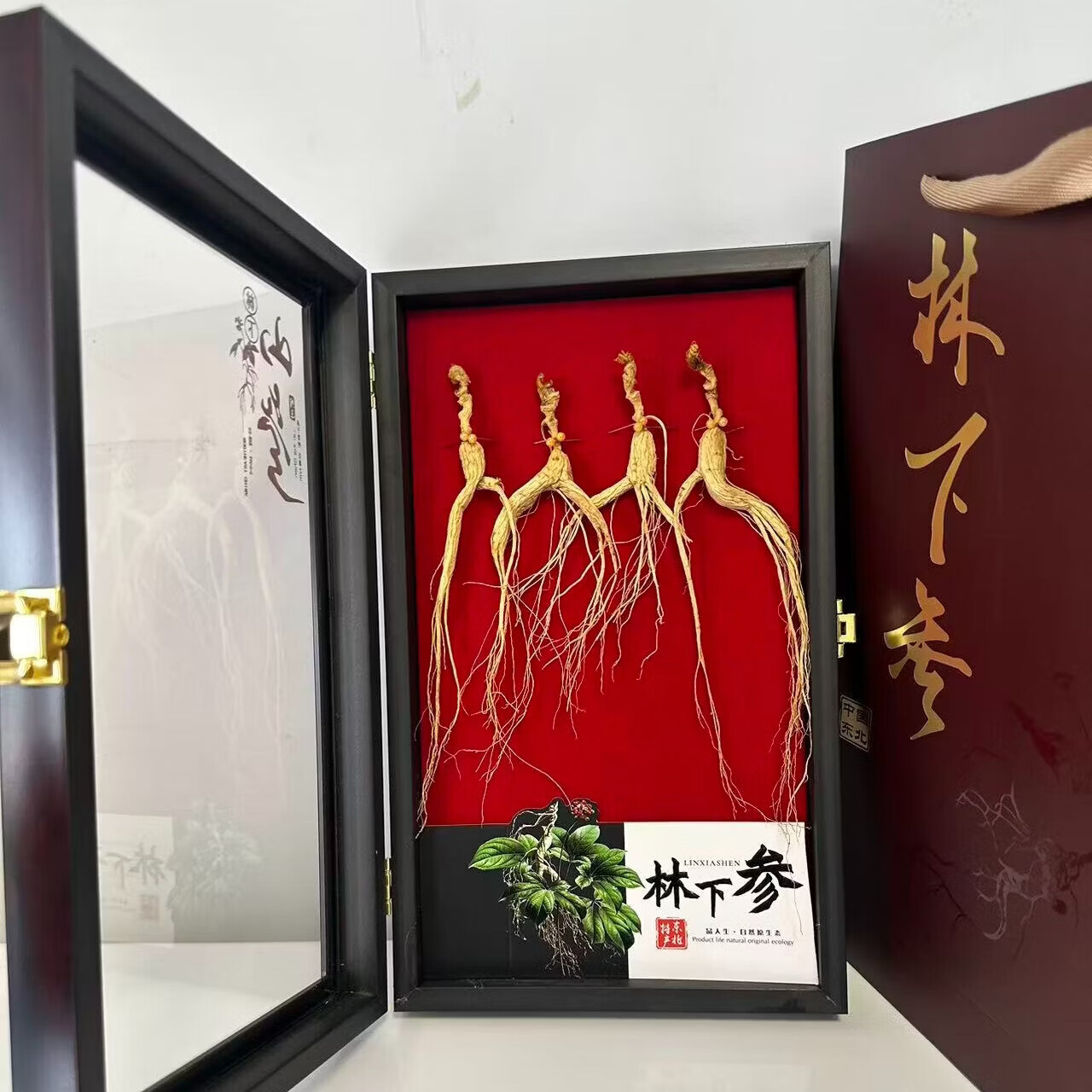 老吕头【销量过万】长白山人参西洋参片人参礼盒罐装开袋即食送礼 林下山参 4支*1盒 礼盒装赠礼袋