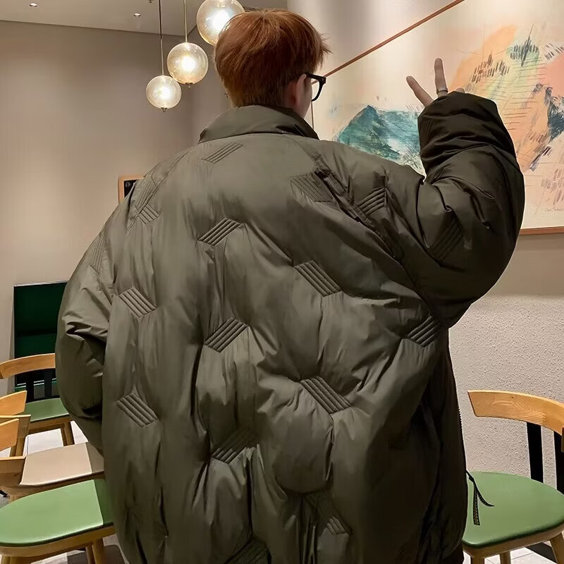 迪伽达冬季美式复古立领棉服男潮牌时尚休闲宽松加厚保暖棉衣棉袄外套男 RCXQ-885绿色 L