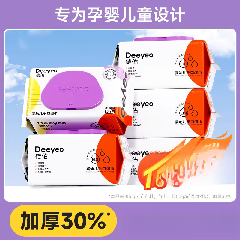 德佑婴儿湿巾纸新生手口专用屁宝宝幼儿童湿纸巾家用实惠装大包 【旗舰】超85%客户购买 20抽*1包 5包