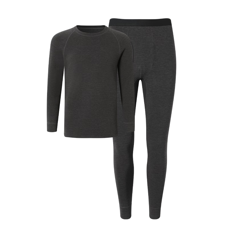 京東京造【發(fā)熱 抑菌 倍暖】蠶絲羊毛加絨加厚保暖內(nèi)衣男秋衣秋褲男炭灰色