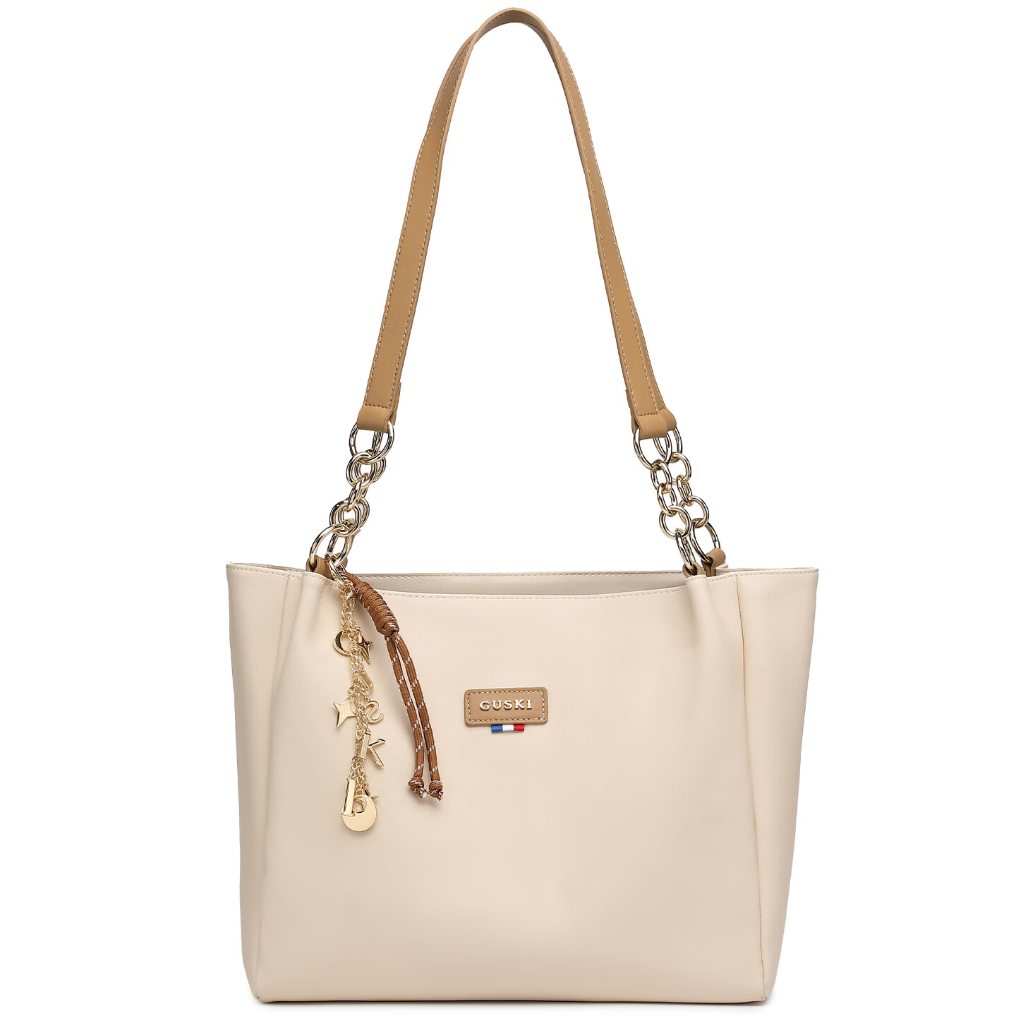 GUSKI法国奢侈品牌女士2026新款手提单肩托特包生日真皮情人节礼物女 Off-white米白色 送女友送老婆送妈妈