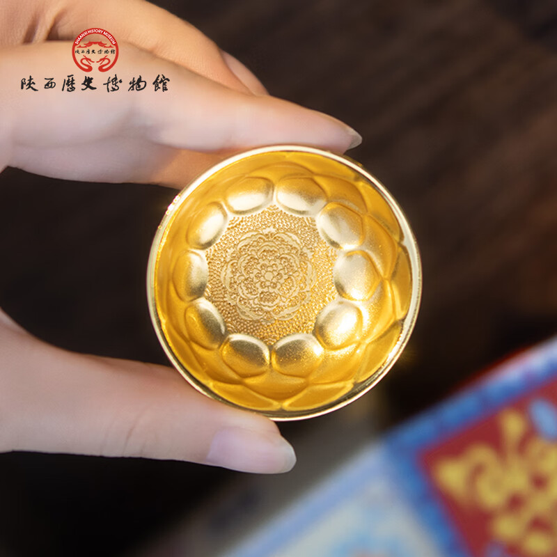 陕西歴史博物館陕西历史博物馆鸳鸯莲瓣纹文创金碗勺子套装创意冰箱贴饰品伴手礼 金碗·冰箱贴套装