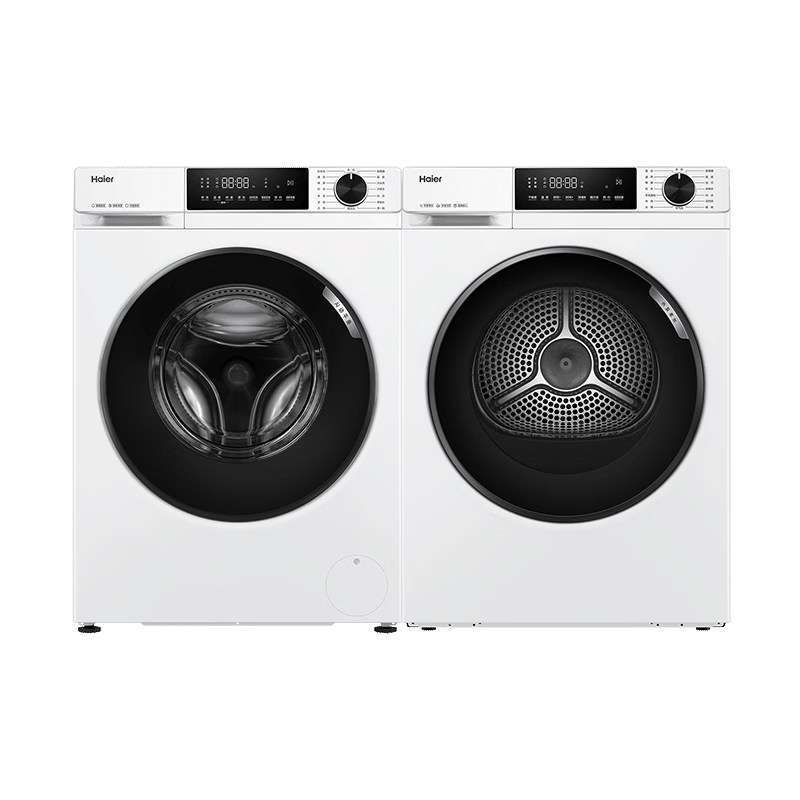 海尔（Haier）初色滚筒洗烘套装白色10KG 全自动洗衣机+热泵烘干机 家电补贴京东自营 XQG100-D519W