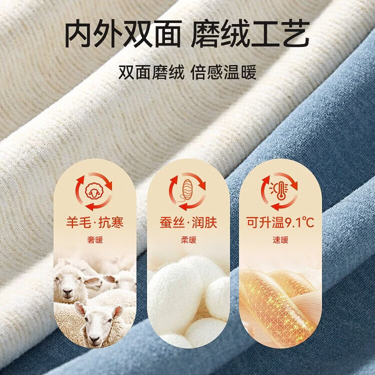 都市丽人保暖内衣男加厚加绒德中老年人爸爸秋衣秋裤套装羊绒蚕丝2024冬新 熔岩灰 【隐形圆领】 L