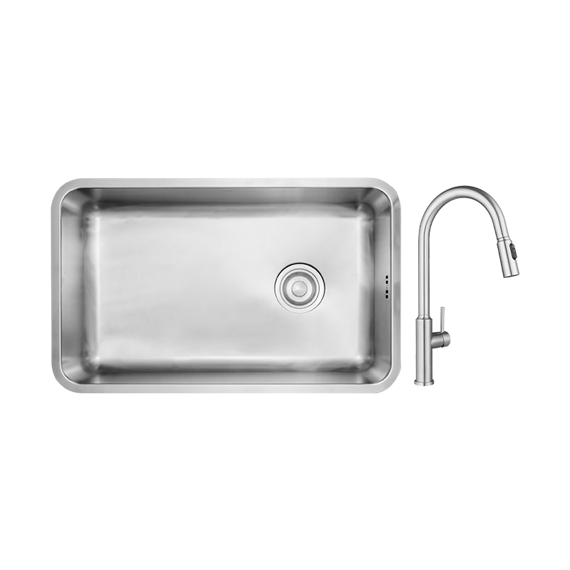 摩恩水槽不銹鋼臺下盆洗菜盆大單槽700mm抽拉龍頭套餐42511