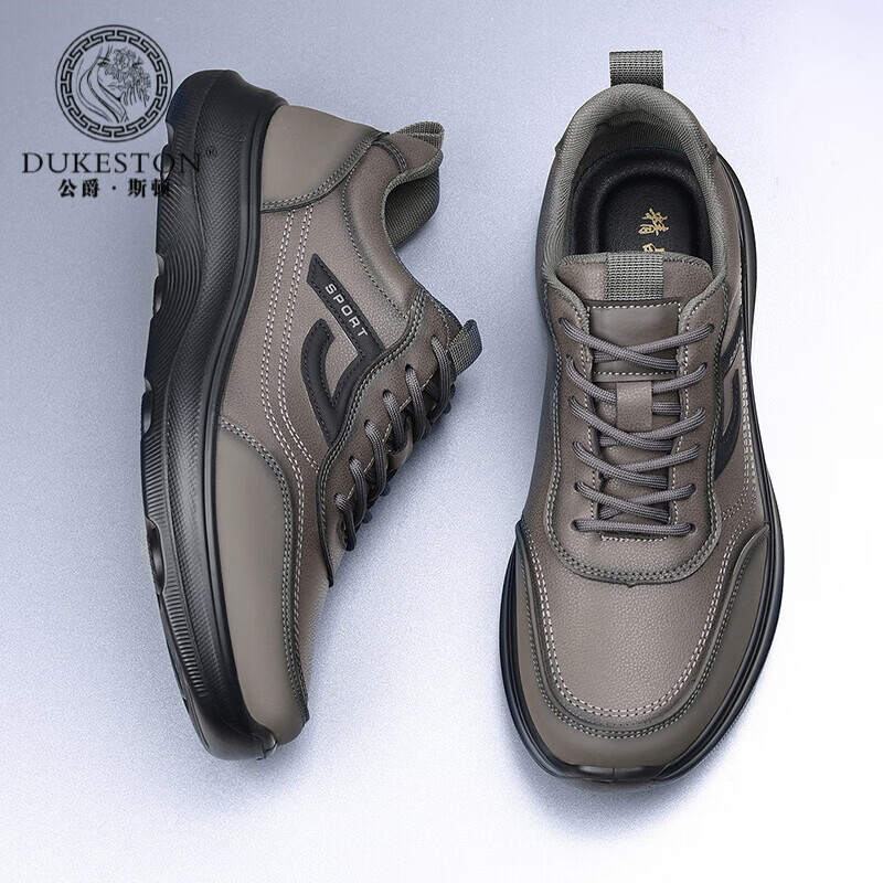 公爵斯顿 DUKESTON轻奢男鞋厚底休闲鞋商务通勤轻便百搭耐磨防水 黑色 41 标准皮鞋尺码