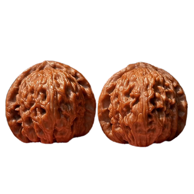 山中玉文玩核桃把玩手盤玩古玩精品老樹白獅子核頭一對手把件生日禮物男