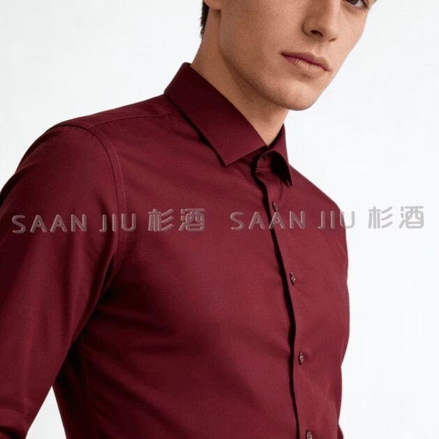 杉酒【奢品200支】100%棉衬衫男士高级感纯棉长袖衬衣修身舒适 宝石绿(2019) 44 180-190斤