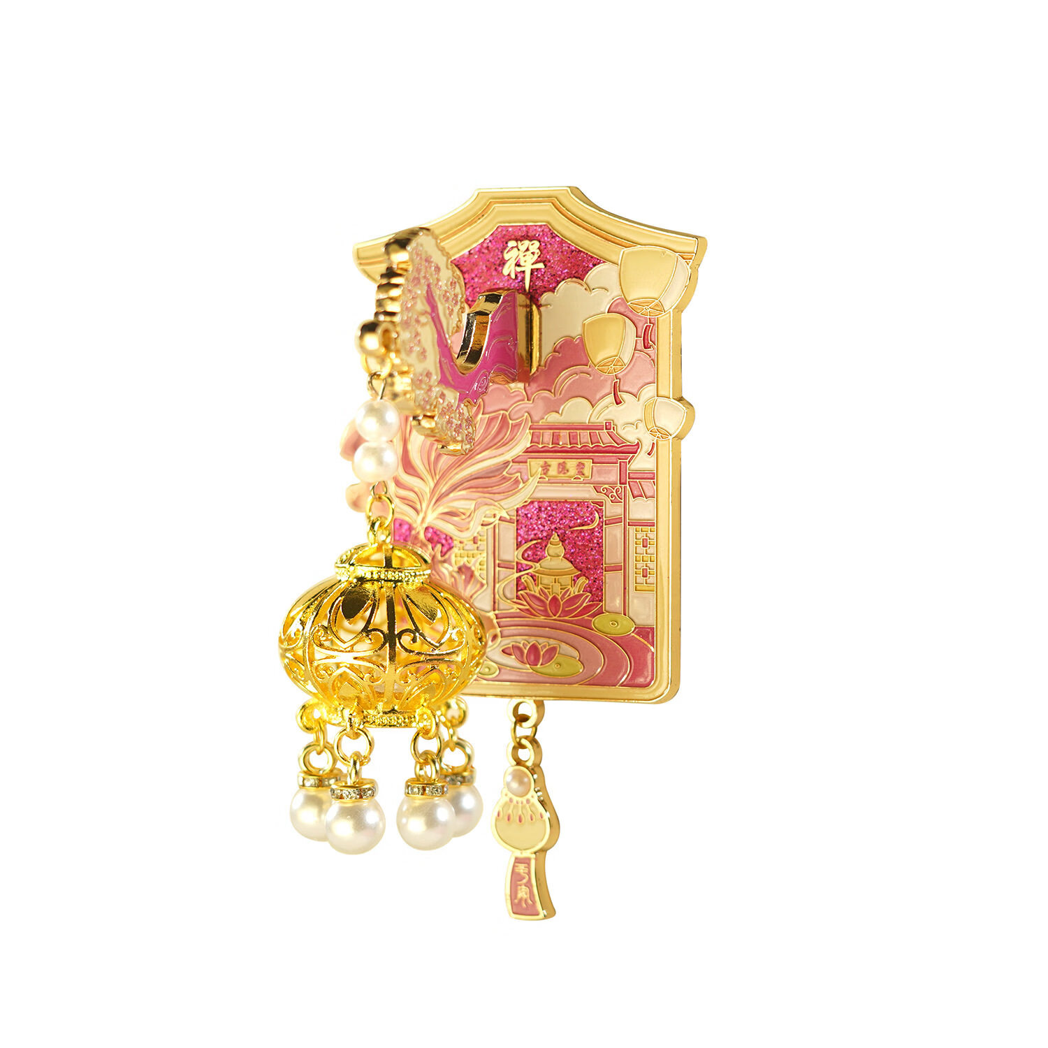 杭州灵隐寺发光金属冰箱贴定制浙江省博物馆文创祈福宫灯纪念品 灵隐si】夜灯冰箱贴(葫芦宫灯)