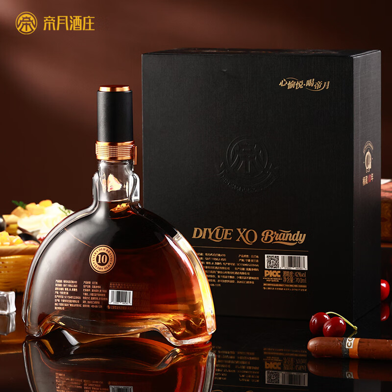 帝月中式白兰地XO-10国产葡萄烈酒700ml洋酒蒸馏酒42度礼盒装正品送礼 桶藏10年XO白兰地【礼盒装】 700mL 6瓶