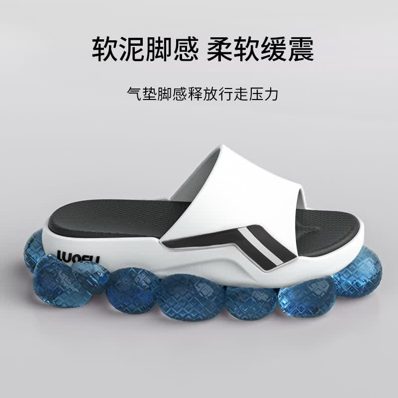 罗敷（Luo Fu）罗敷零压拖鞋男运动厚底情侣外穿夏季防滑露营户外软底涉水凉拖鞋 黑色-男 40