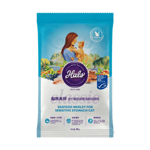 自然光环Halo猫粮 敏感肠胃猫粮海鲜味 全价猫粮试用装50g