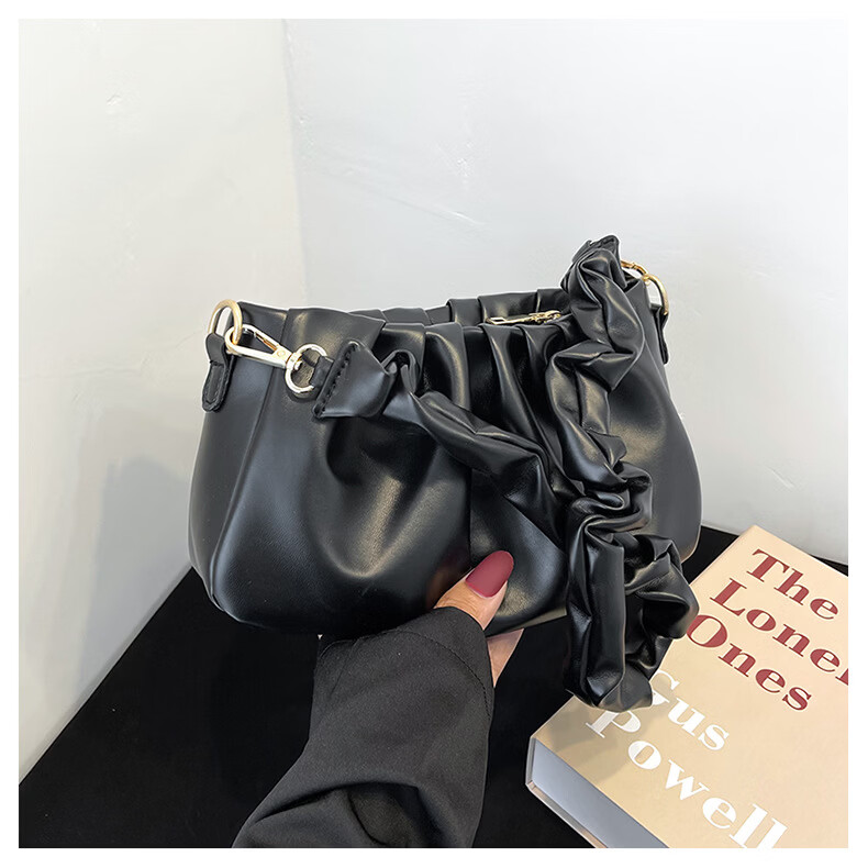 【优选百货】春季褶皱云朵包饺子包2024新款腋下包单肩斜挎包网红 白色