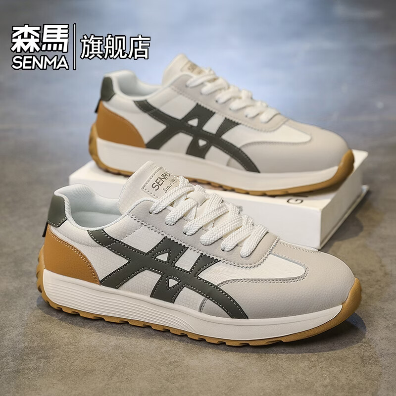 森馬男鞋2026新款夏季休闲百搭轻便运动跑步鞋男士防滑防臭学生阿甘鞋 米绿【基础款】 39 标准码数/现货秒发