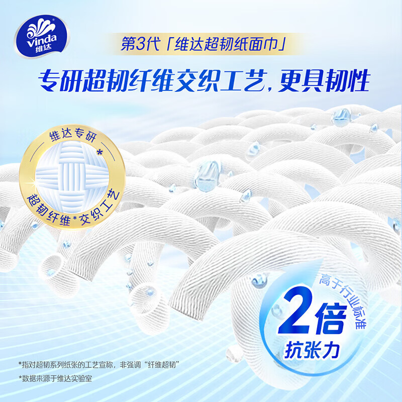 维达抽纸超韧3层130抽S码湿水不易破餐巾纸 【新老包装随机发】 3层 130抽*6包 1提