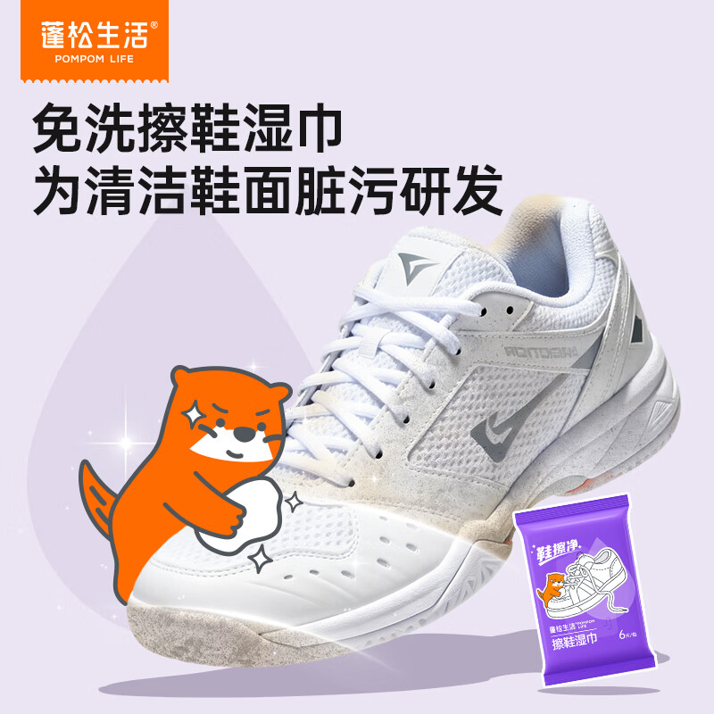 蓬松生活擦鞋湿纸巾强力去污便携小包家用出门旅行上学随身装卫生清洁湿巾 擦鞋湿巾6抽*5包