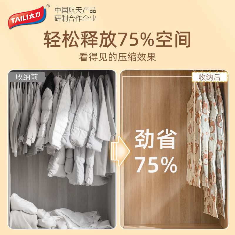 太力衣服防尘罩护衣罩挂衣袋衣物防尘西装透明羽绒服衣柜收纳袋 4短款【105*70cm】