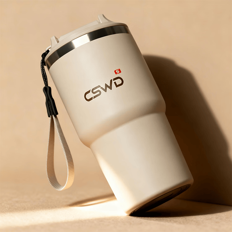 CSWD 316不锈钢保温杯便携保温杯车载杯运动饮水杯礼物 浅米杏520ml