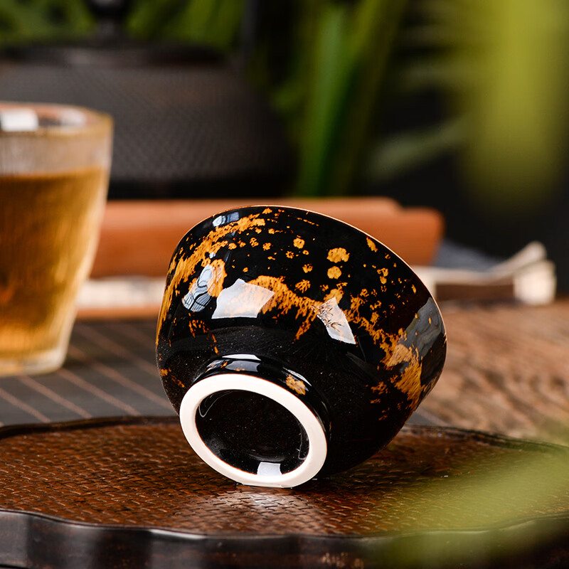 鋆钰茶具 天目瓷 尘梦木叶全手工主人杯茶壶 景德镇陶瓷三件套 色釉 小杯 1人饮 1个 色釉