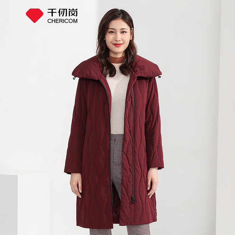 千仞岗【羽绒清仓】新年红色鸭绒服女士中长款外套中年妈妈装保暖防寒服 富贵红 Y239033Y M (165)