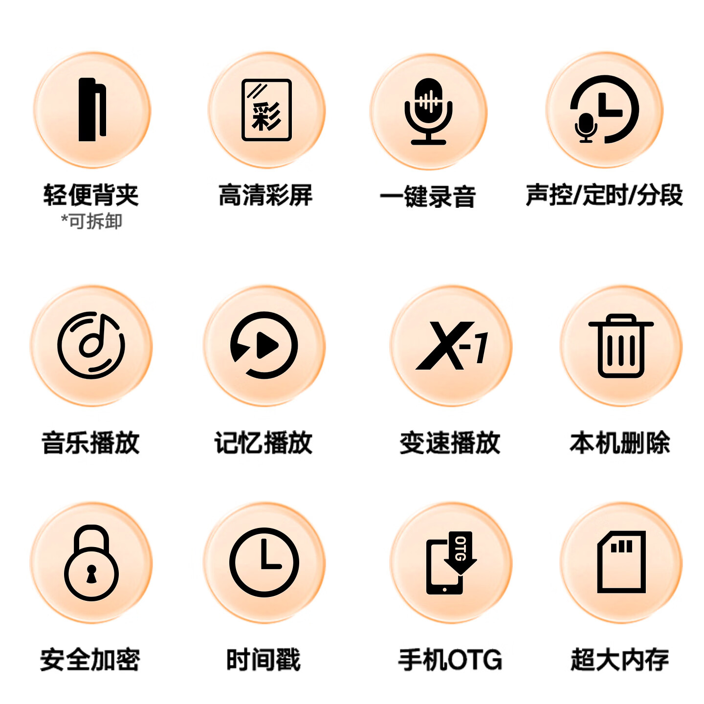 夏新（Amoi）录音笔小随身迷你背夹款超长待机高清降噪智能声控大容量便携录音器 黑色B200迷你背夹款 64G