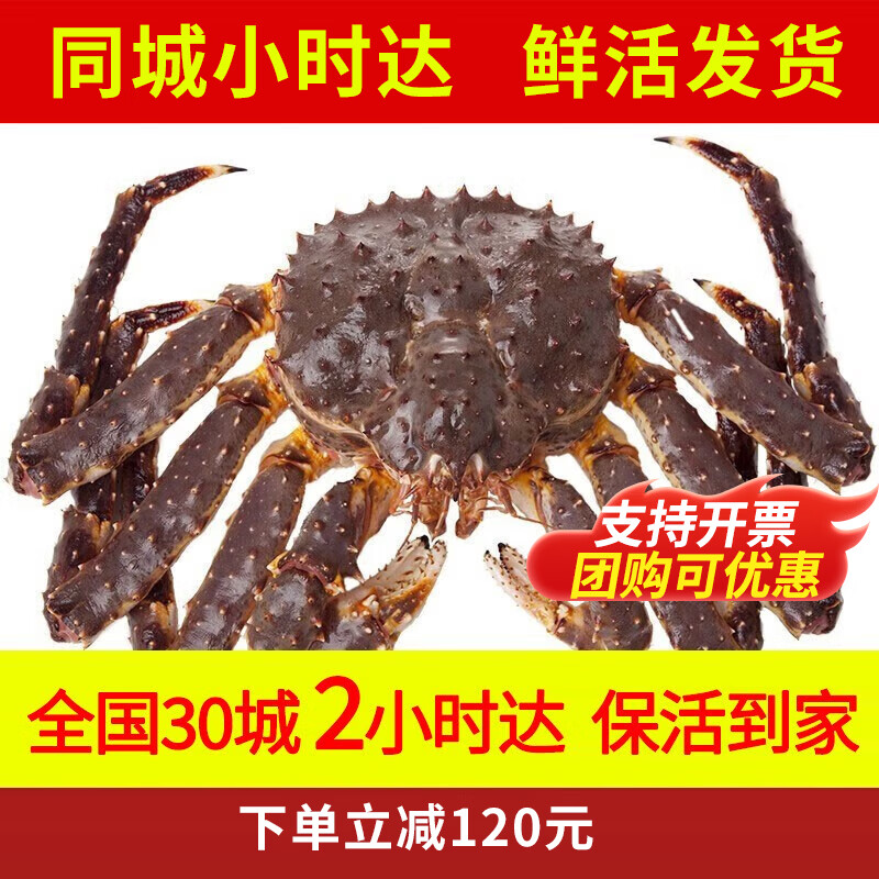 【活鲜】喵和渔 鲜活帝王蟹公蟹帝皇蟹俄罗斯大螃蟹阿拉斯加海鲜 6.6-7斤/只【30城保活】
