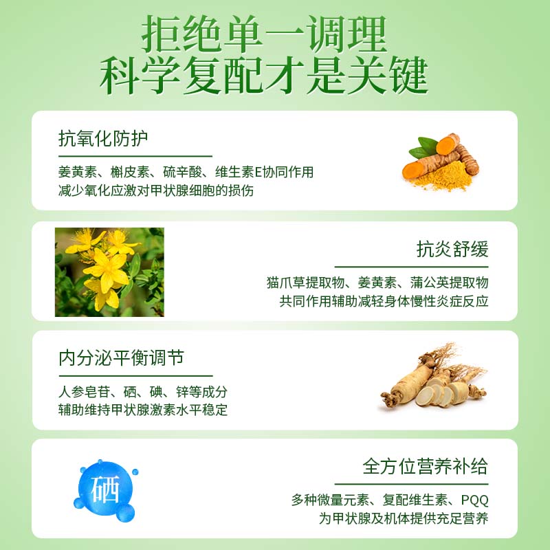 NATUREMPIRE美国原装进口甲状腺结节散猫爪草胶囊槲皮素姜黄桥本甲腺炎甲减亢 【3瓶强效装】买2赠1 消炎消肿 60粒*3瓶