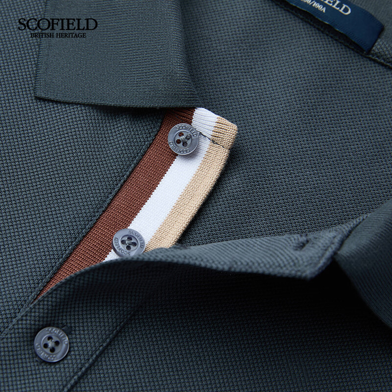 Scofield男士26年夏季新款商务休闲含桑蚕丝棉质透气短袖翻领POLO衫 深灰色 M (170)