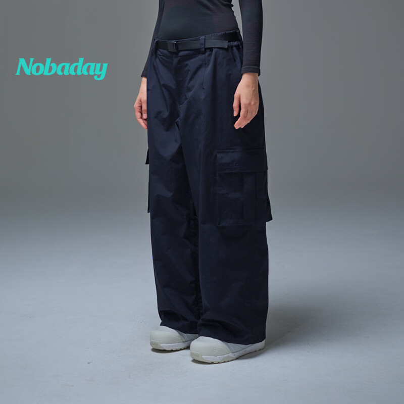 NOBADAY单双板滑雪裤男女宽松专业防风防水户外新款运动保暖裤子防寒裤 酷雅黑 XL