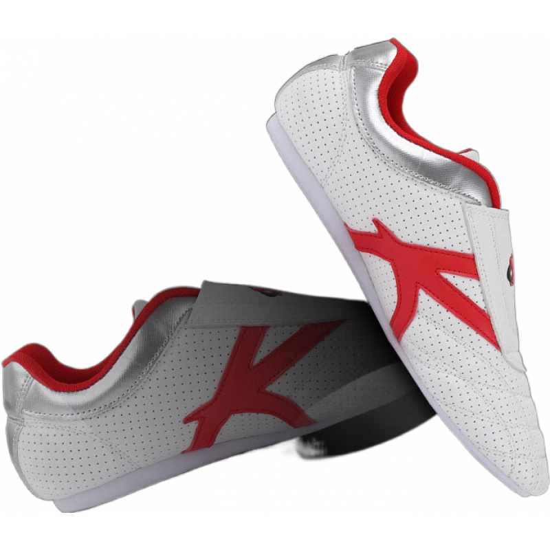 康瑞(Kangrui)跆拳道鞋兒童男初學(xué)者訓(xùn)練道鞋女款散打鞋子成人抬拳 道鞋_白紅 27