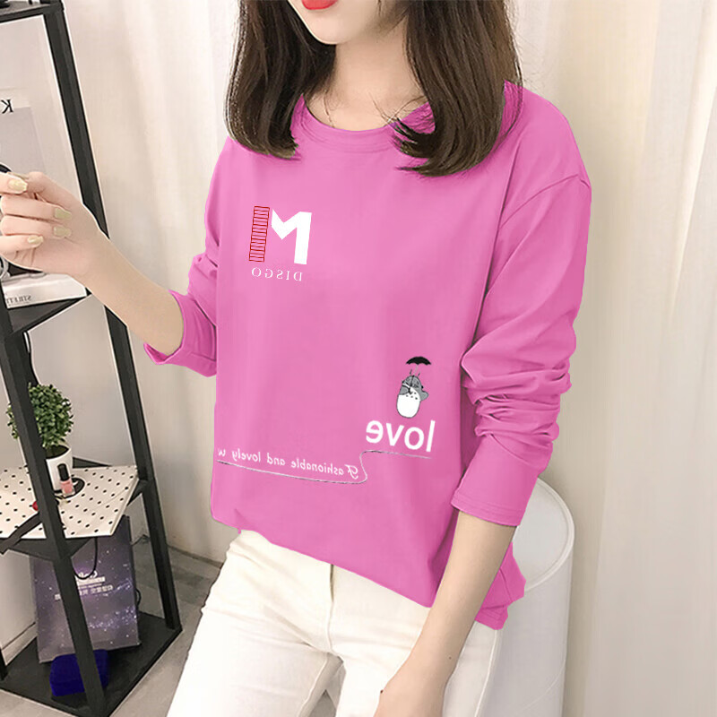 秋冬半高领打底衫女内搭2026新款显瘦宽松卫衣春长袖t恤上衣8003 加绒纯色卫衣-黑色 L 参考100-115斤