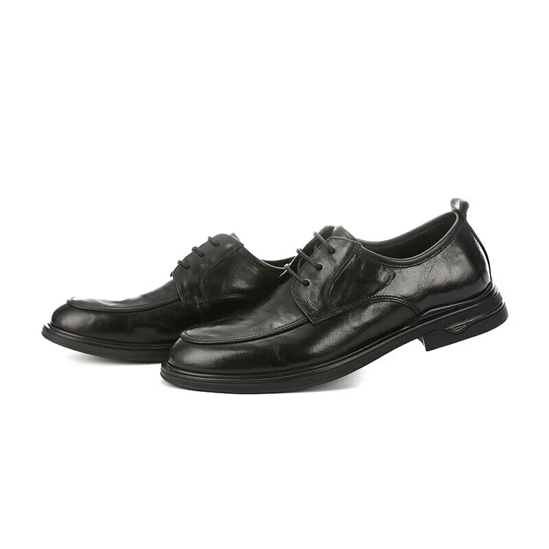 Walker Shop男士高端皮鞋商务正装皮鞋男款头层牛皮时尚软底软面通勤休闲皮鞋 黑色内增高【正品男鞋 空运速达】 40
