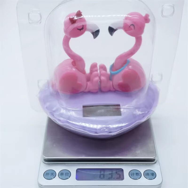 溥畔太阳能自动摇摆情侣红火鸟公仔汽车内中控摇头装饰品碰碰小鸡浅啄 太阳能火烈鸟摇摆「红色底座」