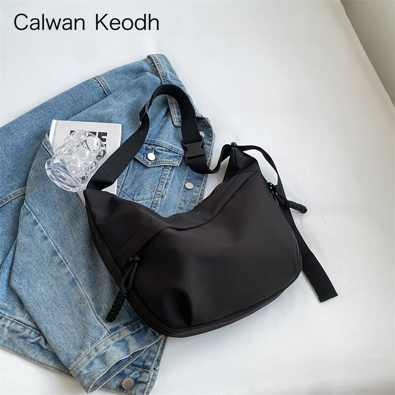CALWAN KEODH轻奢包包女包斜挎帆布包单肩腋下托特包生日礼物大容量送女友老婆 黑色