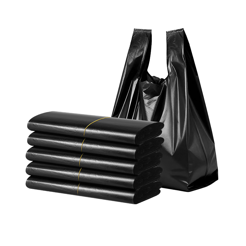 固成背心垃圾袋黑色32*60cm150只单面1.5丝 垃圾袋加厚黑色塑料袋