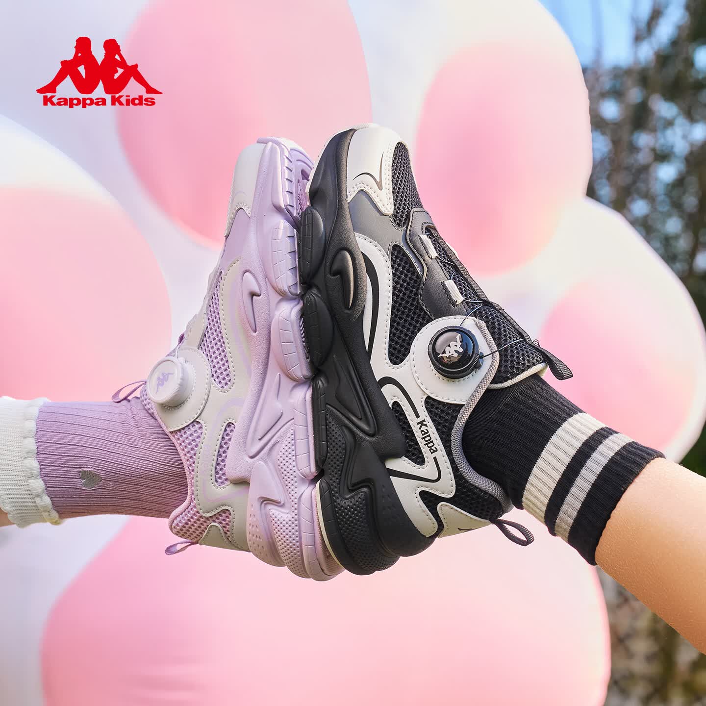 卡帕（Kappa）儿童运动鞋男童鞋子2026春季新款减震跑步鞋青少年训练耐磨篮球鞋 黑色/经典白 34