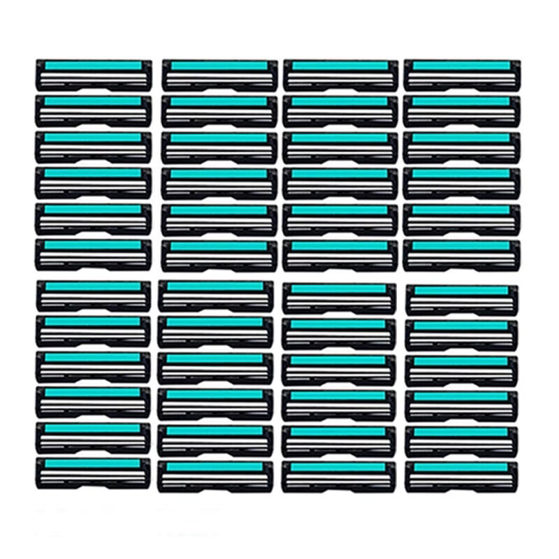 【现货现发】手动剃须刀片通用男士便携式双层刮胡刀头二配件水洗 48个装双层刀片 双层 京东折扣/优惠券