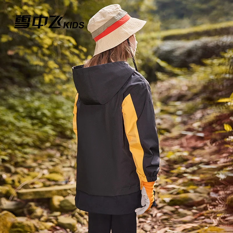雪中飞【三合一儿童外套】童装男童加厚上衣女童两件套户外可拆卸外套 黑色(5760) 160
