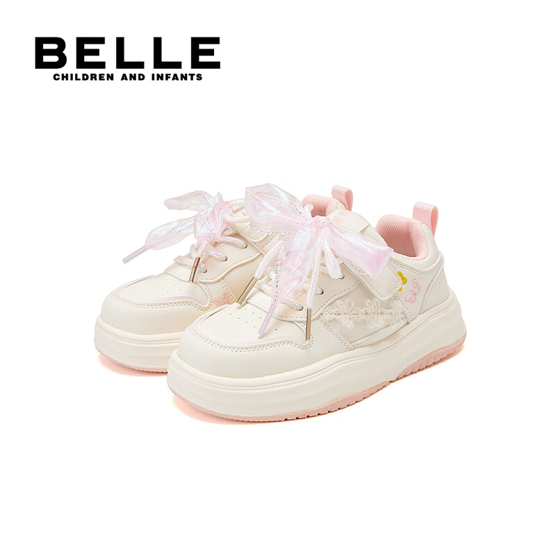百丽童鞋儿童板鞋女大童运动鞋子26年春季新款小白鞋女孩中大童休闲鞋 粉色【建议拍大一码】 30 (建议脚长184-189mm)