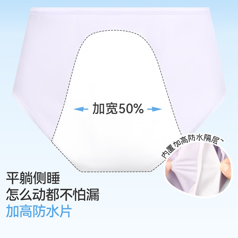 久岁伴【miiiiichan联名】女童生理内裤少女大姨妈月经防漏A类三角底裤 丁香紫+雾霾蓝/ 2条 170 /身高160-172体重105-120斤