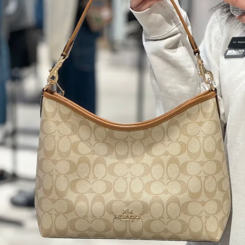 蔻家新款Laurel流浪包经典老花腋下包通勤大容量单肩斜挎托特女包 冰川白31*23*10cm